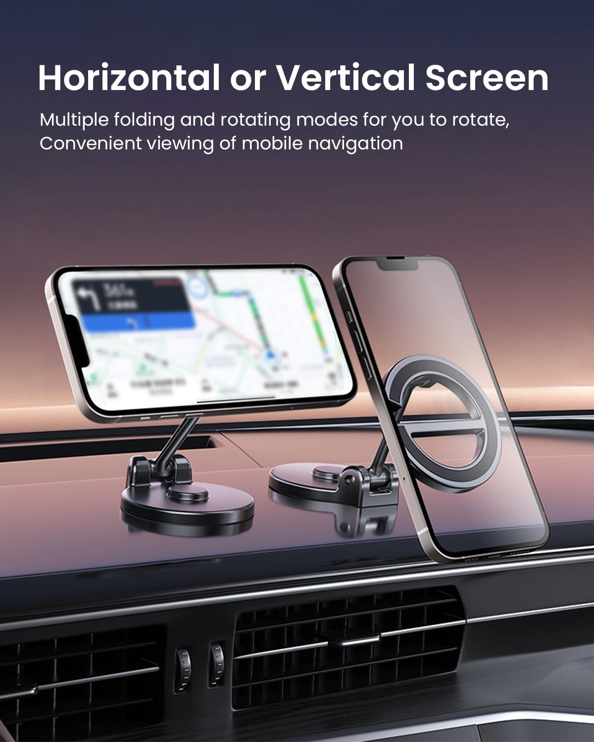 STHIRA Car Magnetic Mobile Holder for Dashboard with 40 N52 Magnets and 360° Rotation | Self-Adhesive Metal Design
