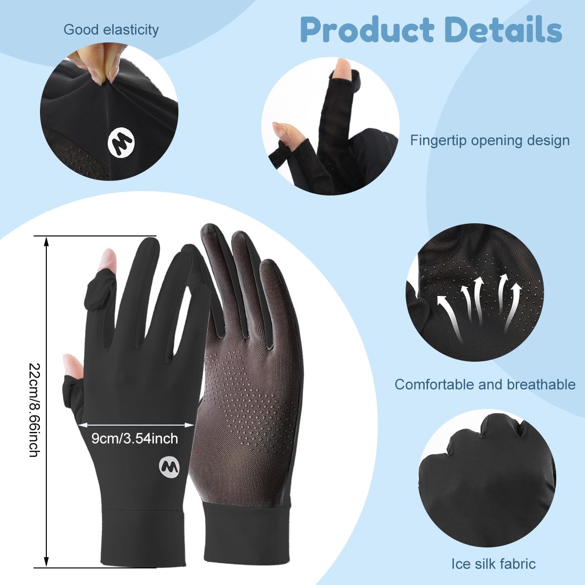 SANNIDHI Hand Gloves for Women with UPF 50+ Ice Silk Breathable Mesh | Sun Protection 2PCS