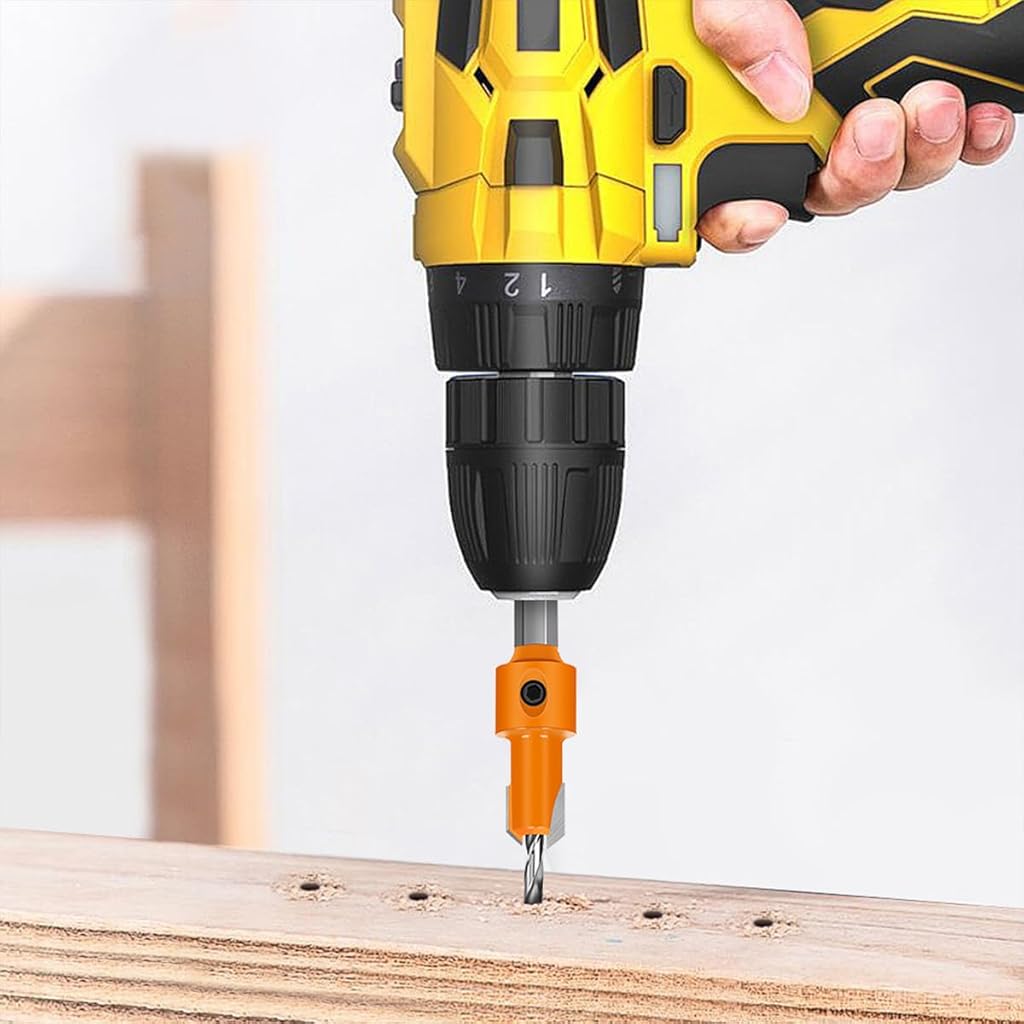 Serplex® 44PCS Countersink Drill Bit Set 5Pcs with 6Pcs Extra Pilot 8mm Shank Woodworking Counter Sinker for Woodworking