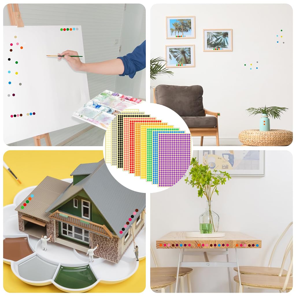 HASTHIP® 10 Sheets Colored Dot Stickers Self Adhesive Labels Stickers, 6mm Round Colors Labels Dot Stickers for Toddlers Classroom Office Family Labeling Inventory Management