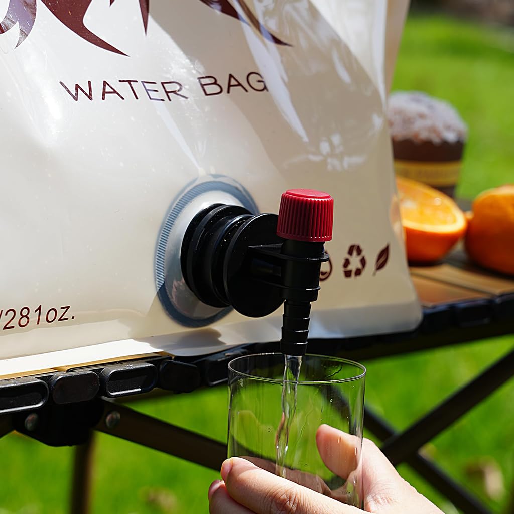 ZIBUYU Collapsible Water Bag for Camping with Rotating Spigot and 8L PVC Storage | Khaki