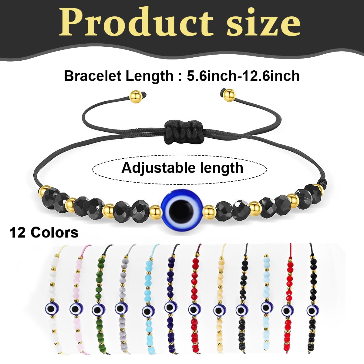 Venzina® 12 Pcs Evil Eye Bracelets for Women Men Stylish Adjustable Handmade Braided Rope Bracelet for Girls Boys Good Luck Minimalist Friendship Band Bracelets Combo