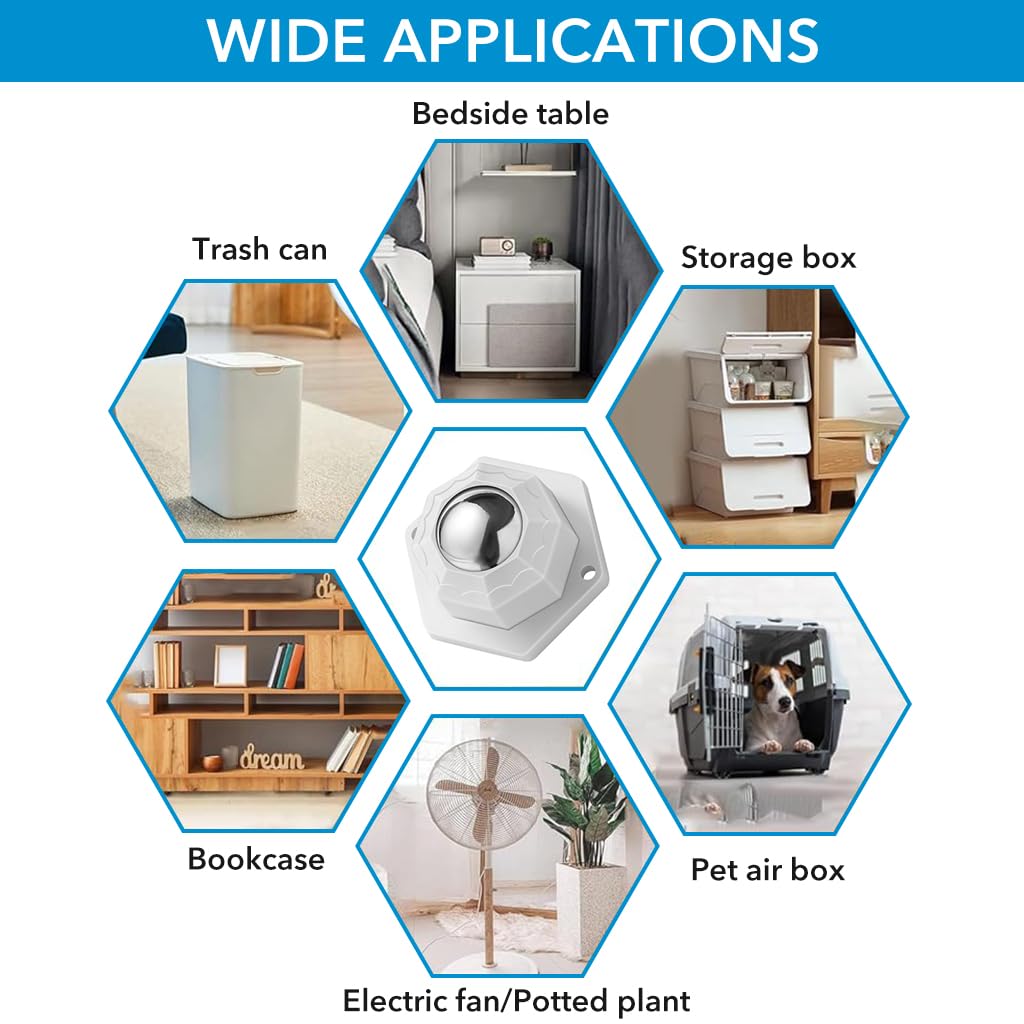 HASTHIP Caster Wheels for Furniture and Appliances featuring 360° Swivel 200kg Capacity | 4pcs Self Adhesive Design