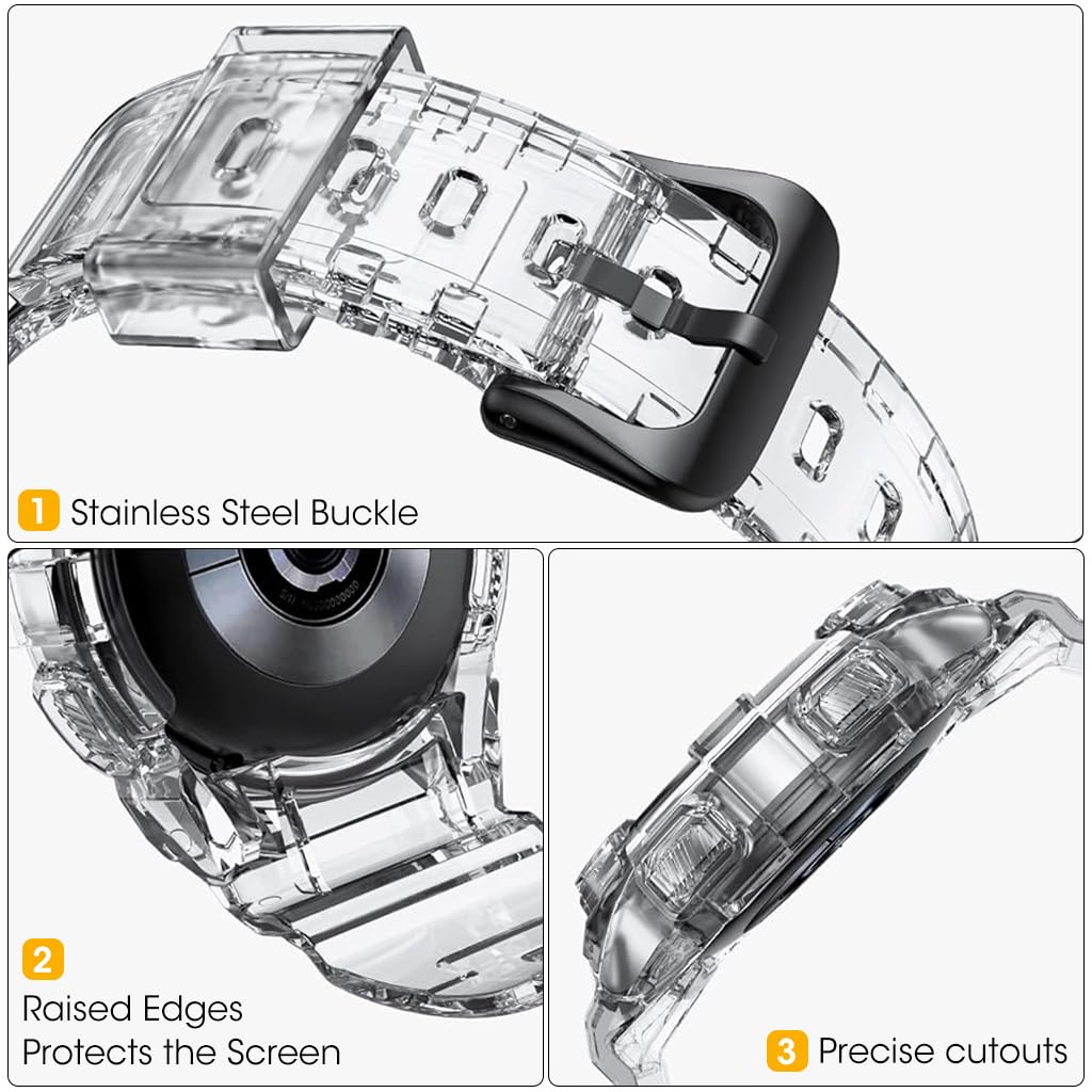 ZORBES Watch Band for Samsung Galaxy Watch 4 44mm with Adjustable Buckle and Clear TPU Design