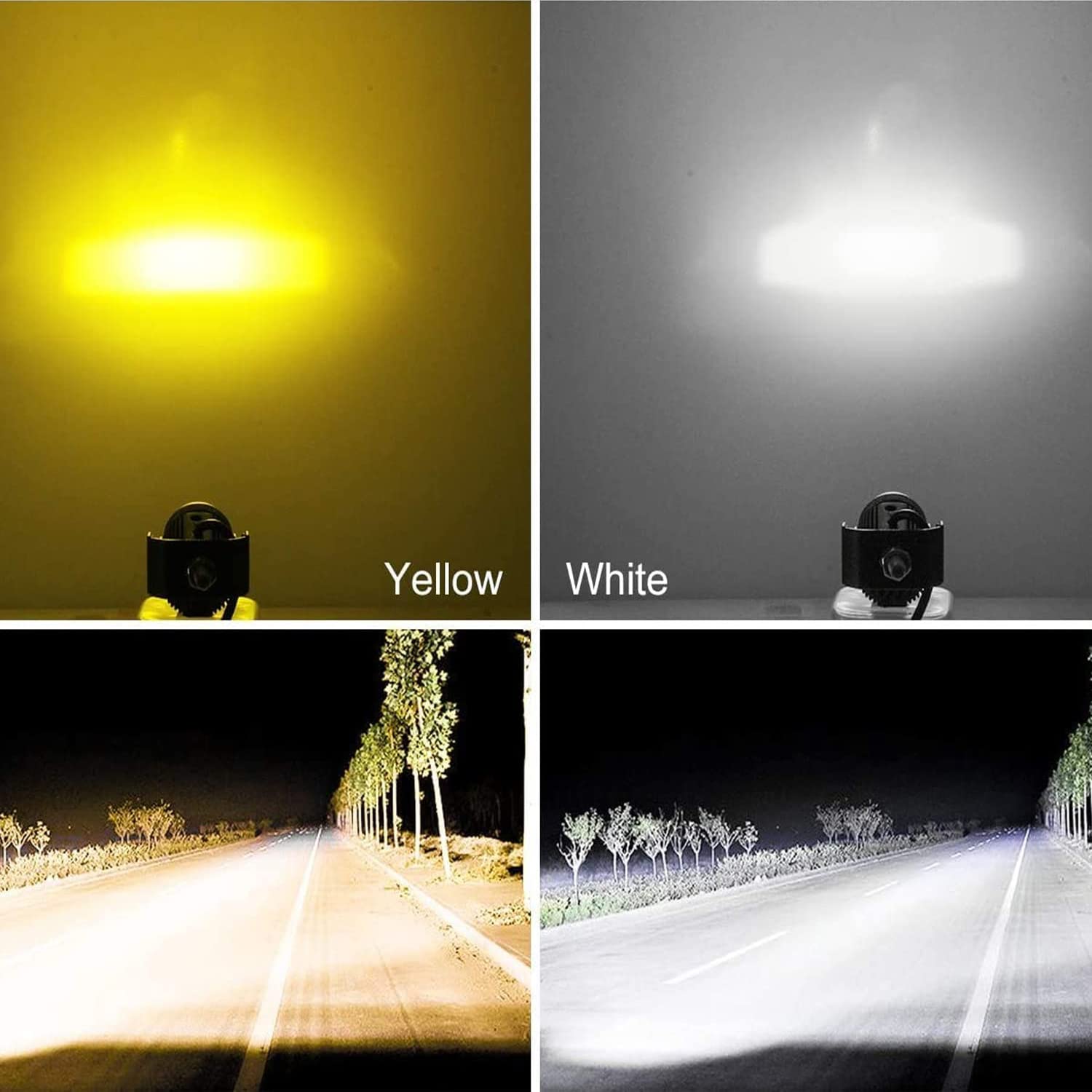 STHIRA Fog Lights for Motorcycle with 6000LM Dual Color 1.3 in LED Spotlight | Aluminum IP67 Design