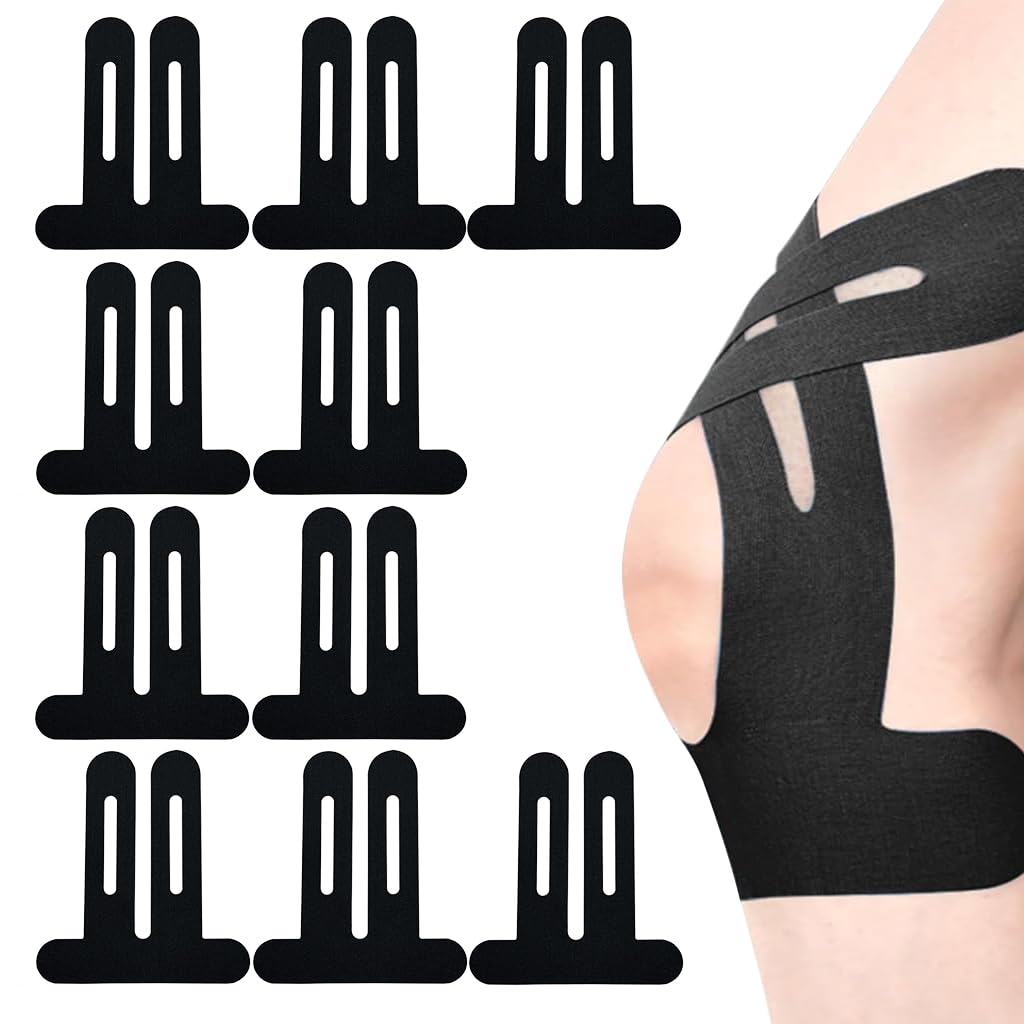 HANNEA Kinesiology Tape for Knee Pain Relief featuring T Shape Design and 10PCS Pack | Latex Free Elastic Support