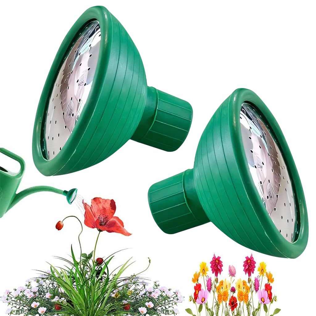 HASTHIP Watering Can Rose Head 2 Pcs for Garden Use with Twist Lock Fit | Stainless Steel and PP Sprayer Nozzle Green
