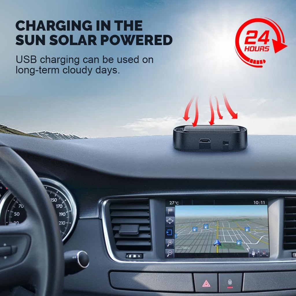 STHIRA Solar Power Dummy Alarm Light for Cars with Auto Night Activation and USB Charging Port