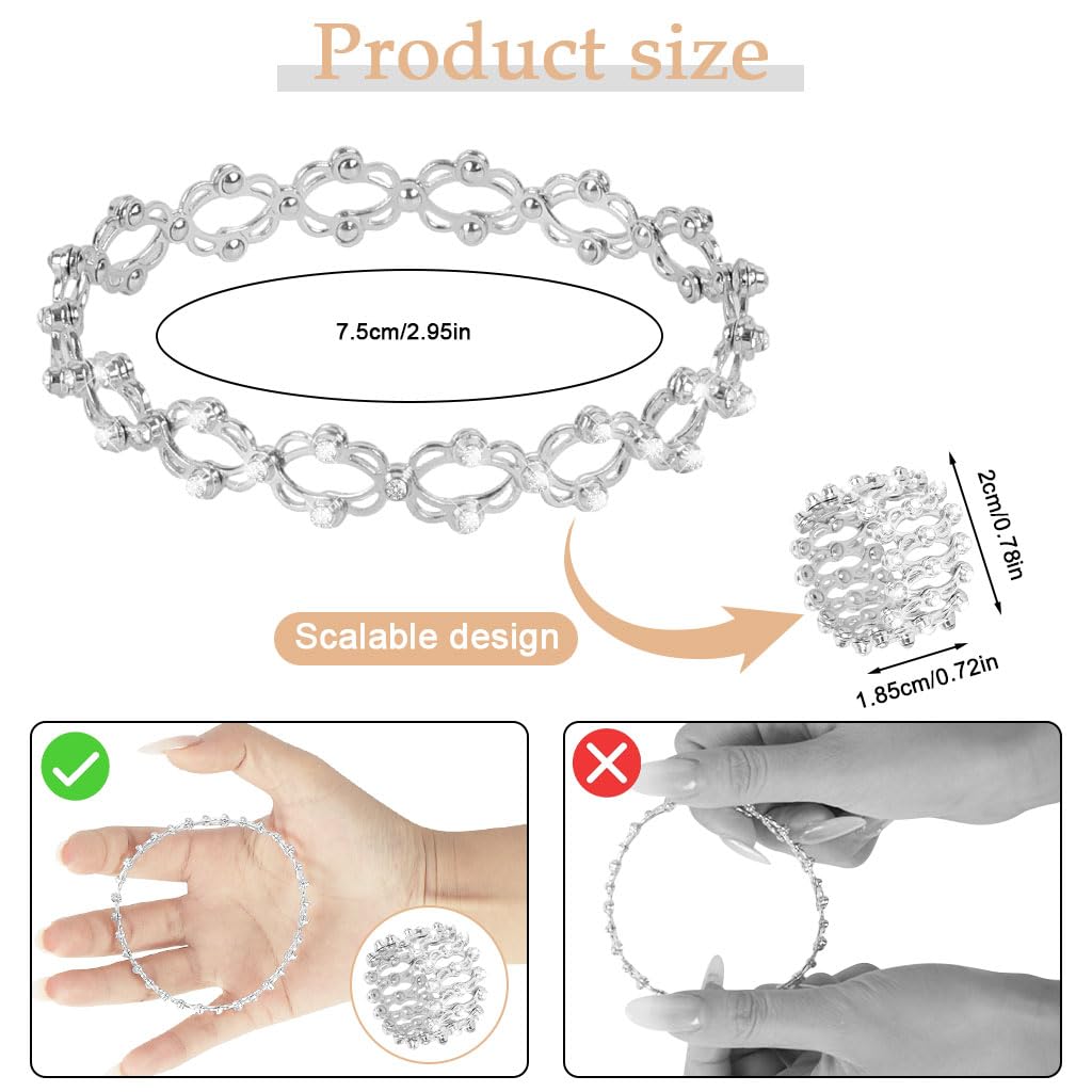 Zibuyu Adjustable Bracelet Ring for Fingers or Wrist with Retractable Fit and Cubic Zirconia