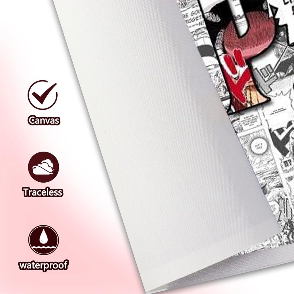 HASTHIP Anime Poster for Living Room featuring 5 Piece 20x35cm to 20x55cm Canvas Wall Art | Black and White Manga Design