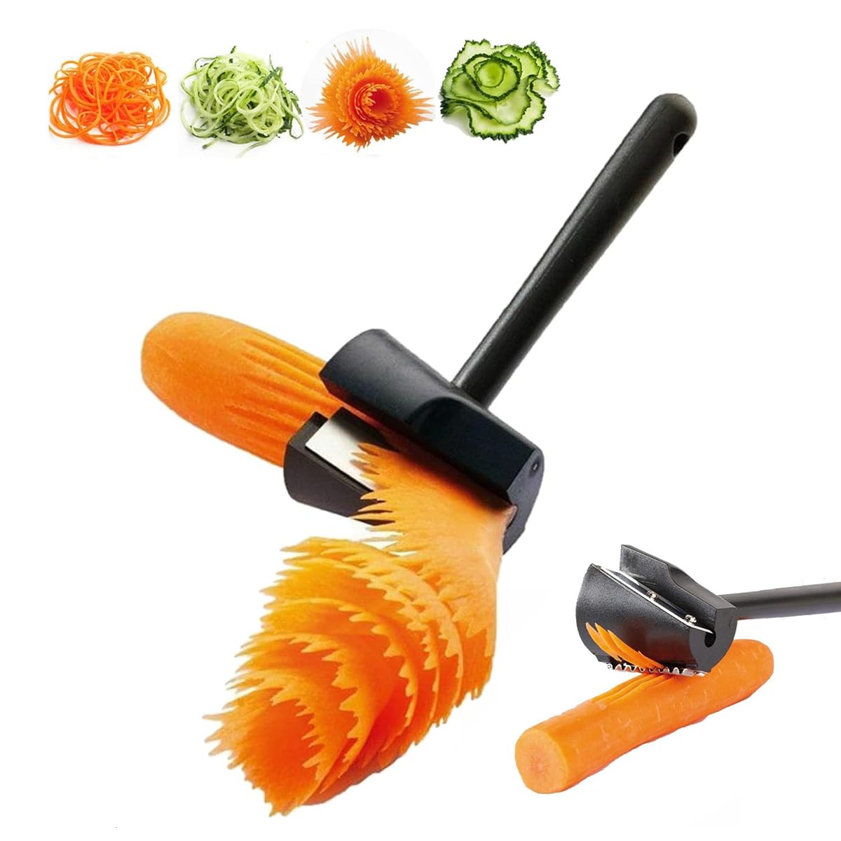 Supvox® Carrot & Vegetable Spiral Slicer - Multipurpose Noodles Shaped Slicer Salad Maker Cutter for Carrot, Cucumber, Radish, Beet, Potato, Fruit, Essential for Salad & Entrée Decoration