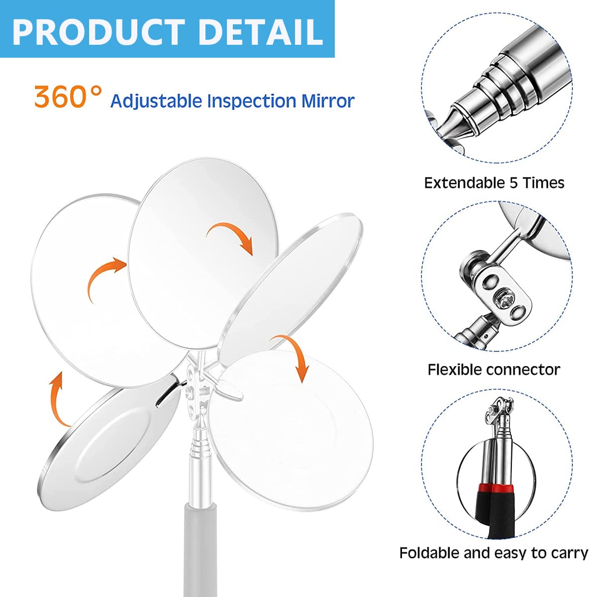 HASTHIP Magnetic Telescoping Pick Up Tool Set with 1lb to 15lb Rods and 360° Swivel Mirror | Ideal for Hard to Reach Places