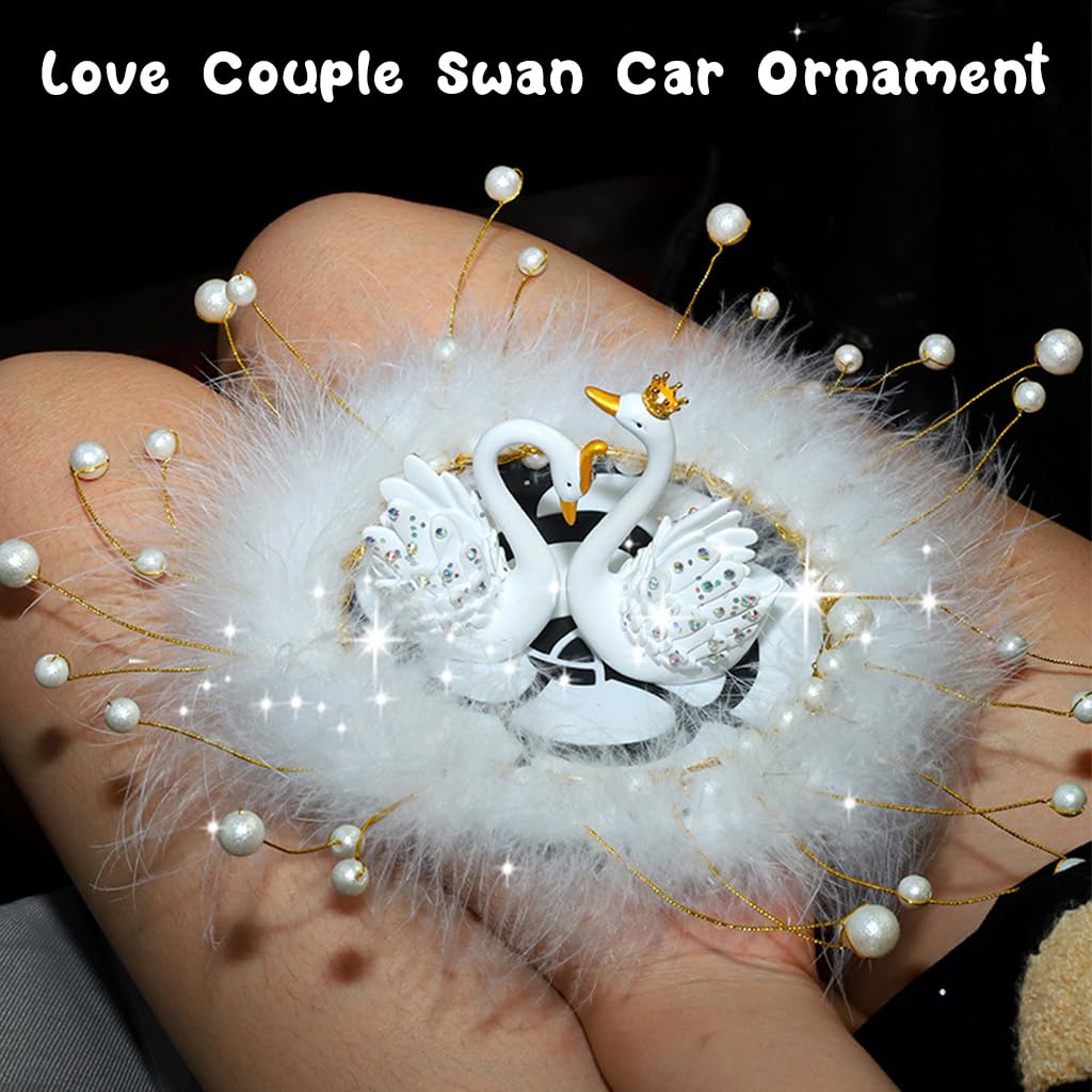 STHIRA® 1 Set Love Couple Swan Creative Decoration Car Decor Miniature Fairy Figurines Car Ornament Swan Ornament Decor for Car