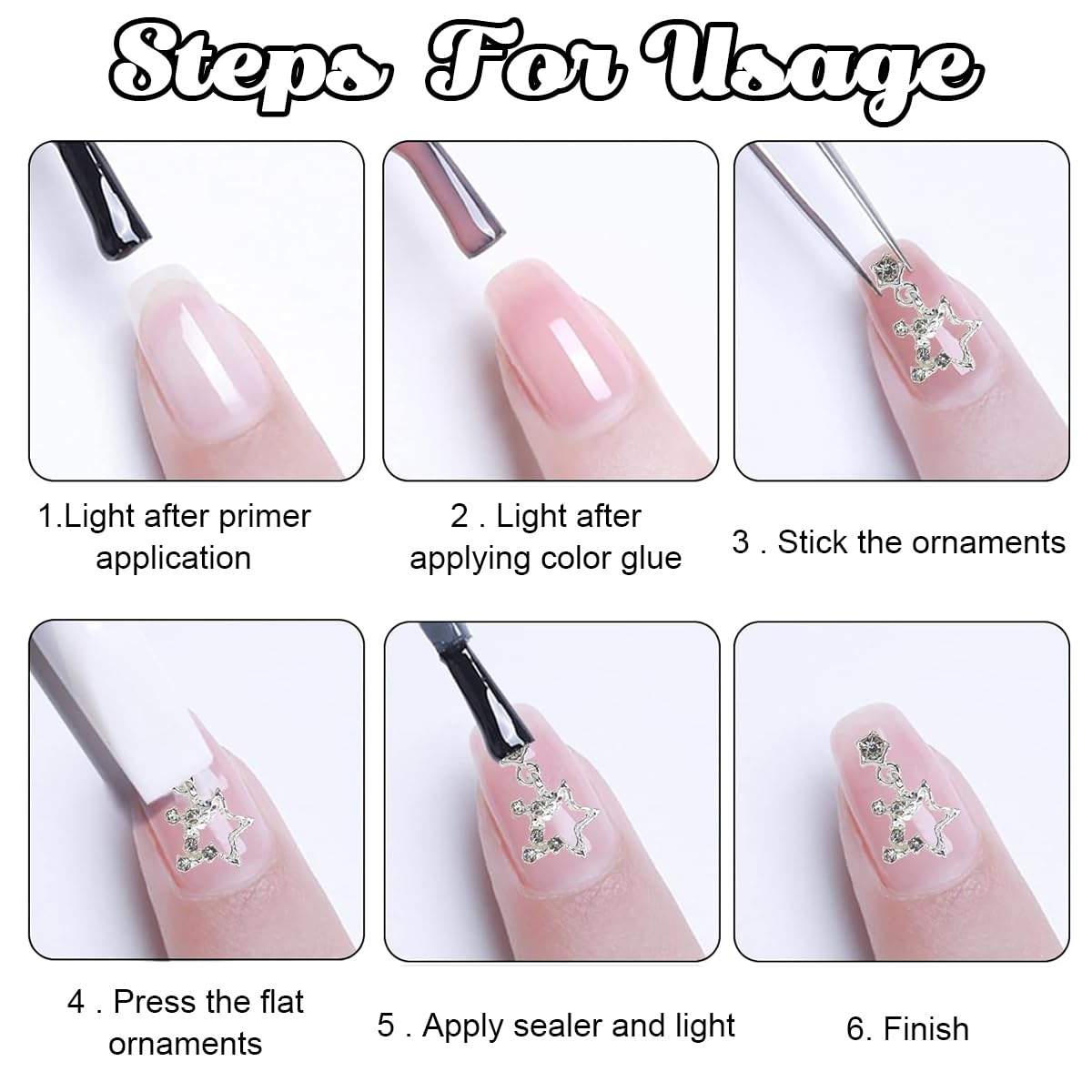MAYCREATE Star Nail Charms for Acrylic Nails featuring 3D Hollow Pentagram Design 10Pcs Silver