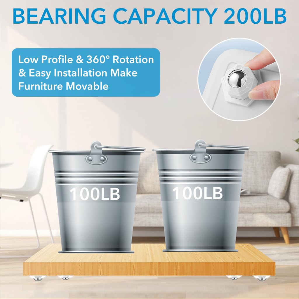 HASTHIP Caster Wheels for Furniture and Appliances featuring 360° Swivel 200kg Capacity | 4pcs Self Adhesive Design