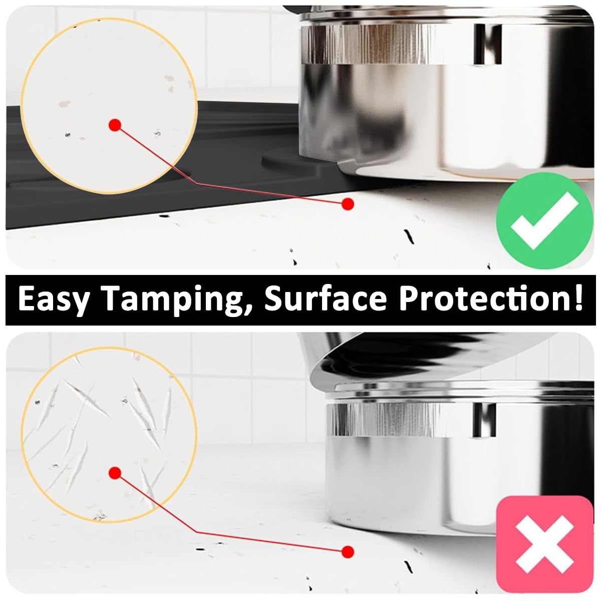 Supvox Silicone Coffee Machine Mat for Espresso and Coffee Makers 9.8x7.8 in | Non Slip Heat Resistant Countertop Protector