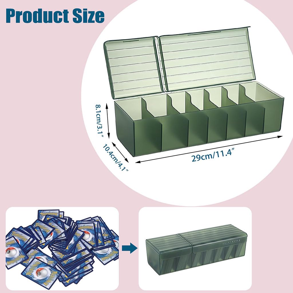 Zibuyu Card Storage Box for Collectors with 7 Compartments and Dual Latches | Clear PP 29x10.4x8.1 cm Organizer