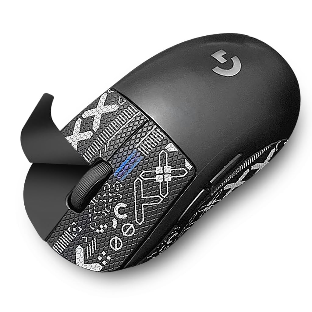 ZORBES® Mouse Grip Tape for Logitech G Pro X Superlight Wireless Mouse Pre-Cutted Self-Adhesive Mouse Grip Tape Sweat-Proof Anti-Slip Non-Fading Gaming Mouse Tape Skin Cool Pattern Mice, Mouse is NOT Included