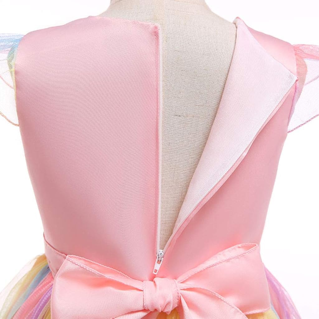 PATPAT Unicorn Princess Dress for Girls featuring 65cm length lace hem and cotton dacron fabric | ideal for parties and festivals
