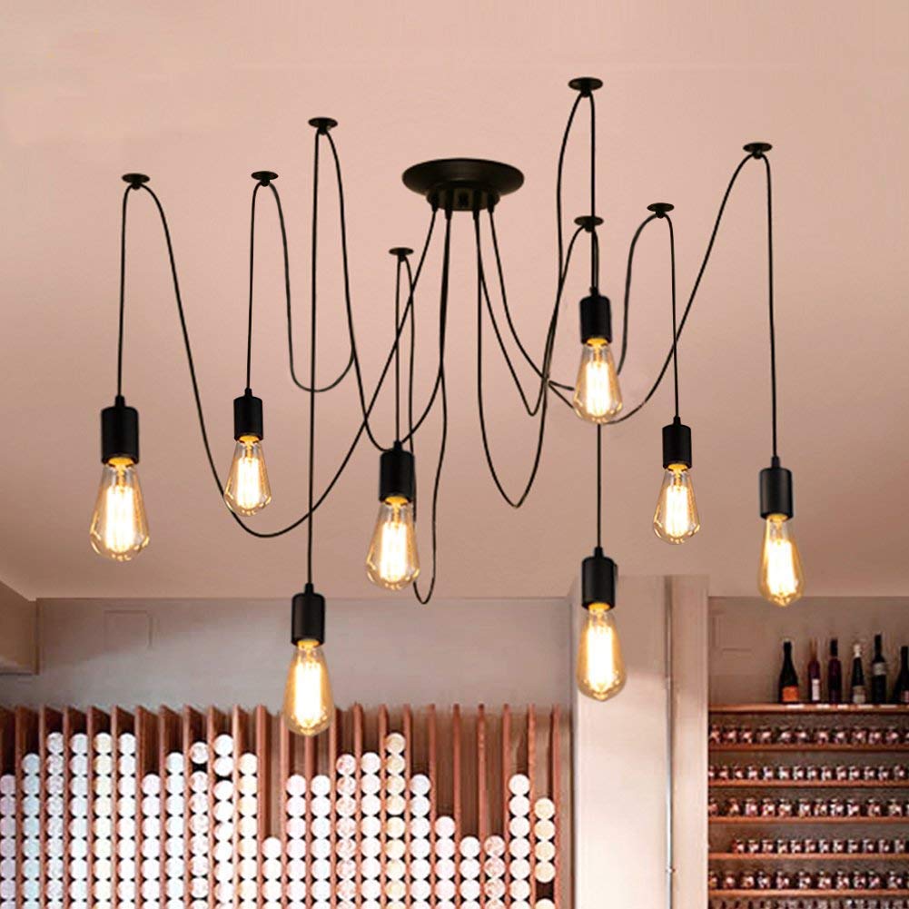 ELEPHANTBOAT Hanging Lights for Living Room with 8 Light Heads and Adjustable 2m Cables | Metal Ceiling Fixture for Bedroom and Dining Table