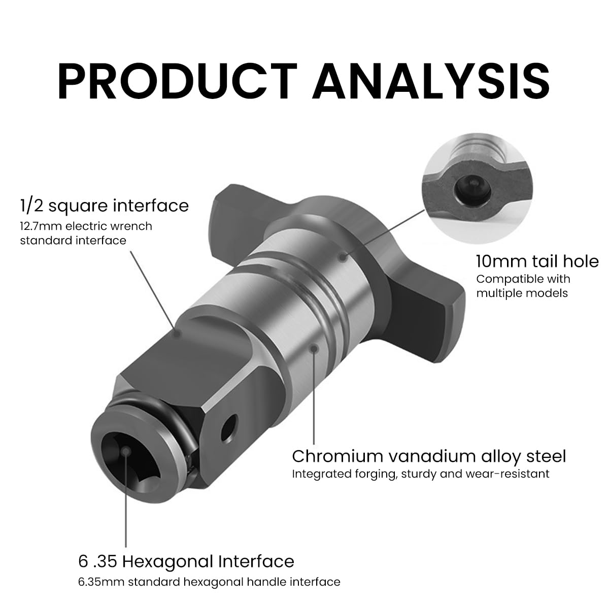 Serplex Magnetic Converter Attachment for 1/2 Inch Drive to 1/4 Inch Hex | 3PCS Universal Tool Adapter