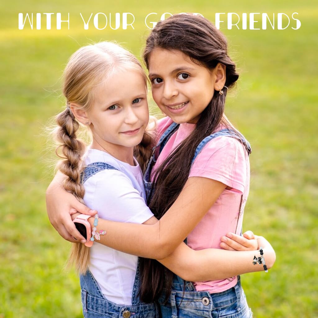 SANNIDHI Friendship Bracelet for Girls with Kuromi and Melody Charms 2 Pcs Crystal Beads Set