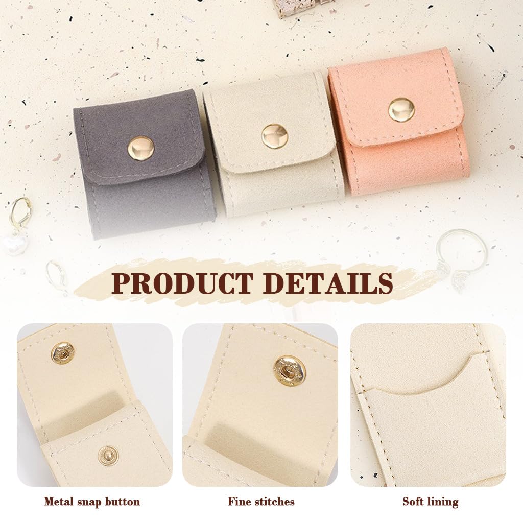 MAYCREATE Mini Travel Jewelry Bag for Trips with Snap Button Closure and PU Material | 3 Piece Organizer Set
