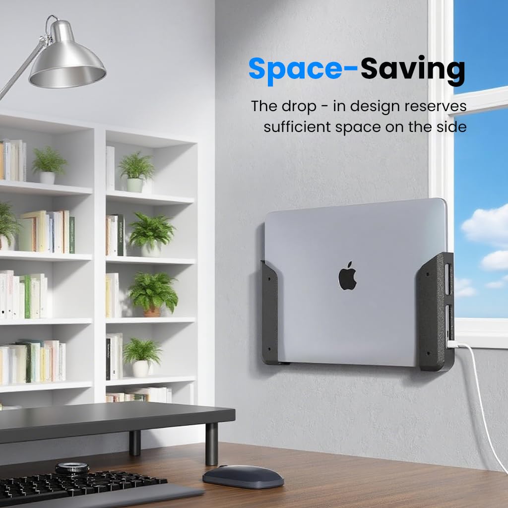 ZORBES Wall Mount Laptop Brackets for Under Desk Use with Non Abrasive Acrylic Strips