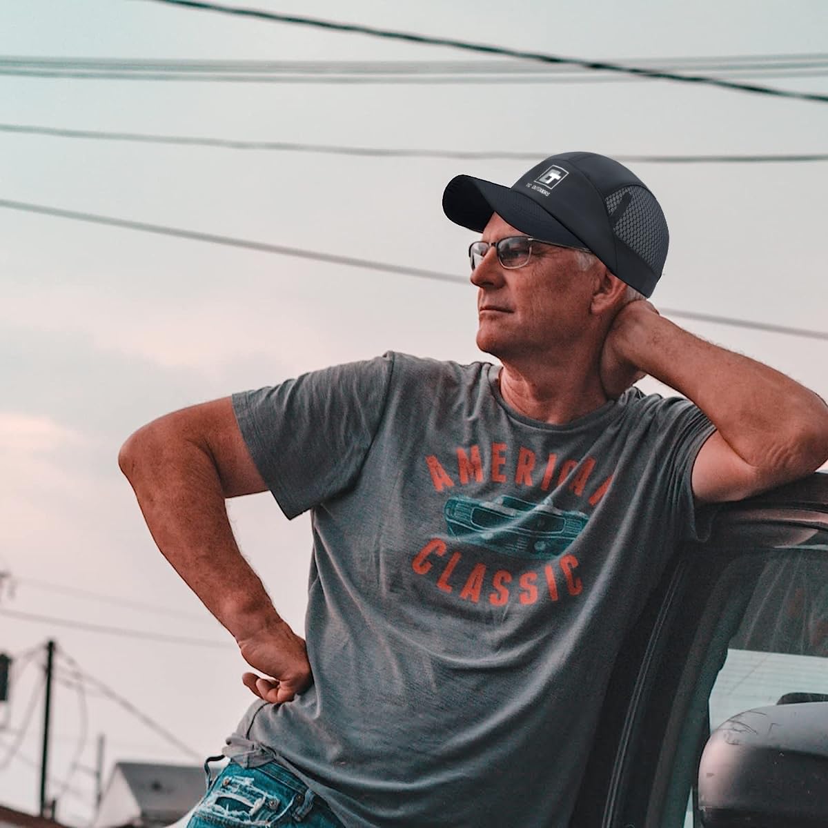 GUSTAVE Sport Baseball Cap for Running and Outdoor Use with Breathable Mesh 22–23.6 in Adjustable Blue