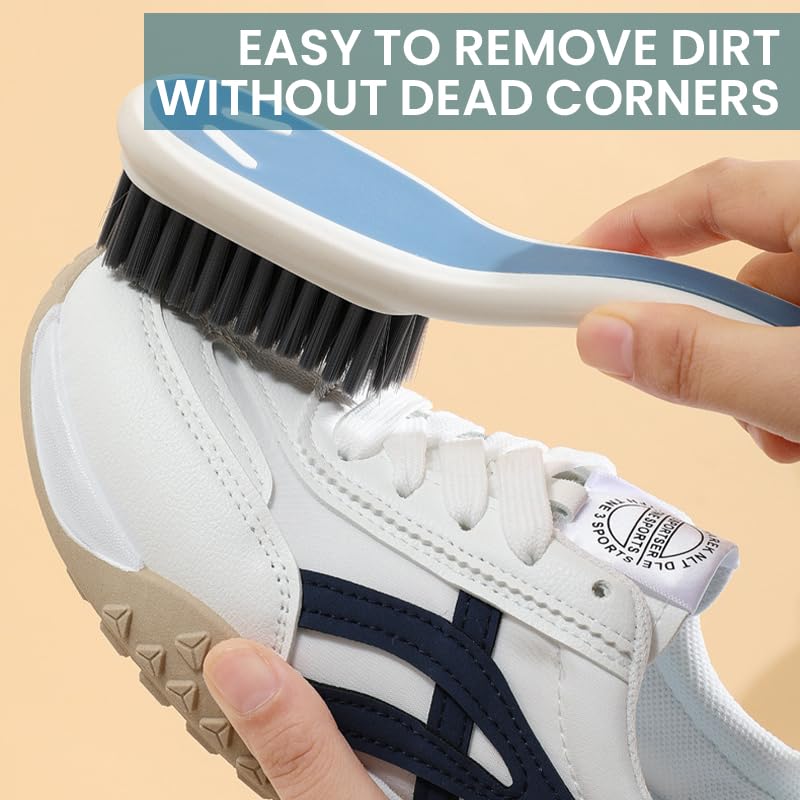 Supvox Shoe Brushes Set for Shoes and Fabrics with Dual Handle Design and Soft Nylon Bristles