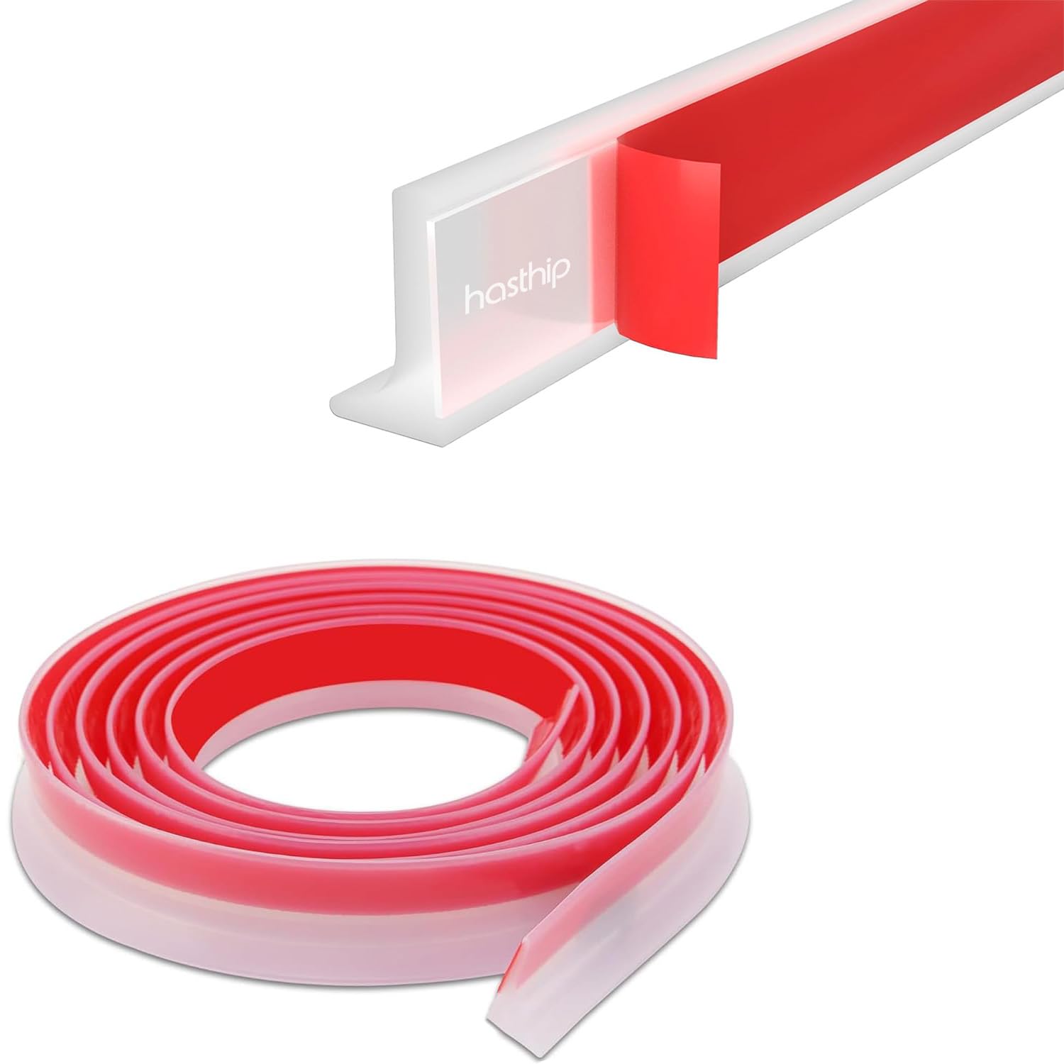 HASTHIP Shower Water Dam for Kitchen and Bathroom Featuring 59 in Flexible Self Adhesive Silicone Strip | Prevents Splash and Overflow