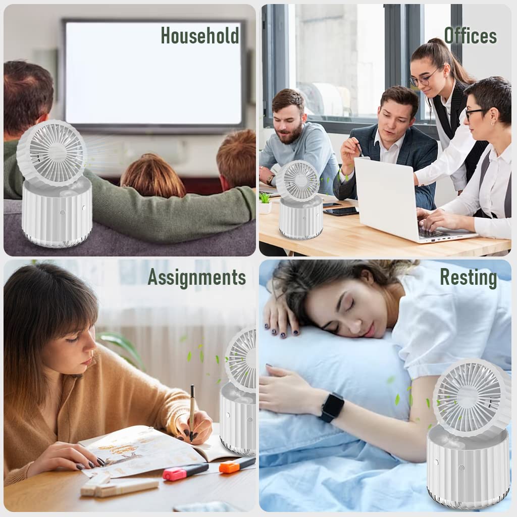 ZORBES USB Desk Fan for Home Office and Car featuring 2 in 1 Humidifier Function | 3 Speeds