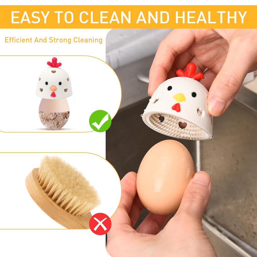 HASTHIP Silicone Egg Brush Cleaner for Fresh Eggs with 2.24 in Cap Design and Soft Bristles