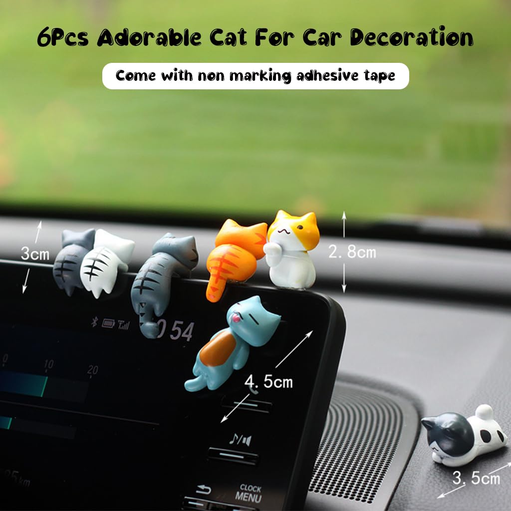 STHIRA Cat Dashboard Ornaments for Tesla Touchscreen with 6 PVC Charms | Cute Gift Idea