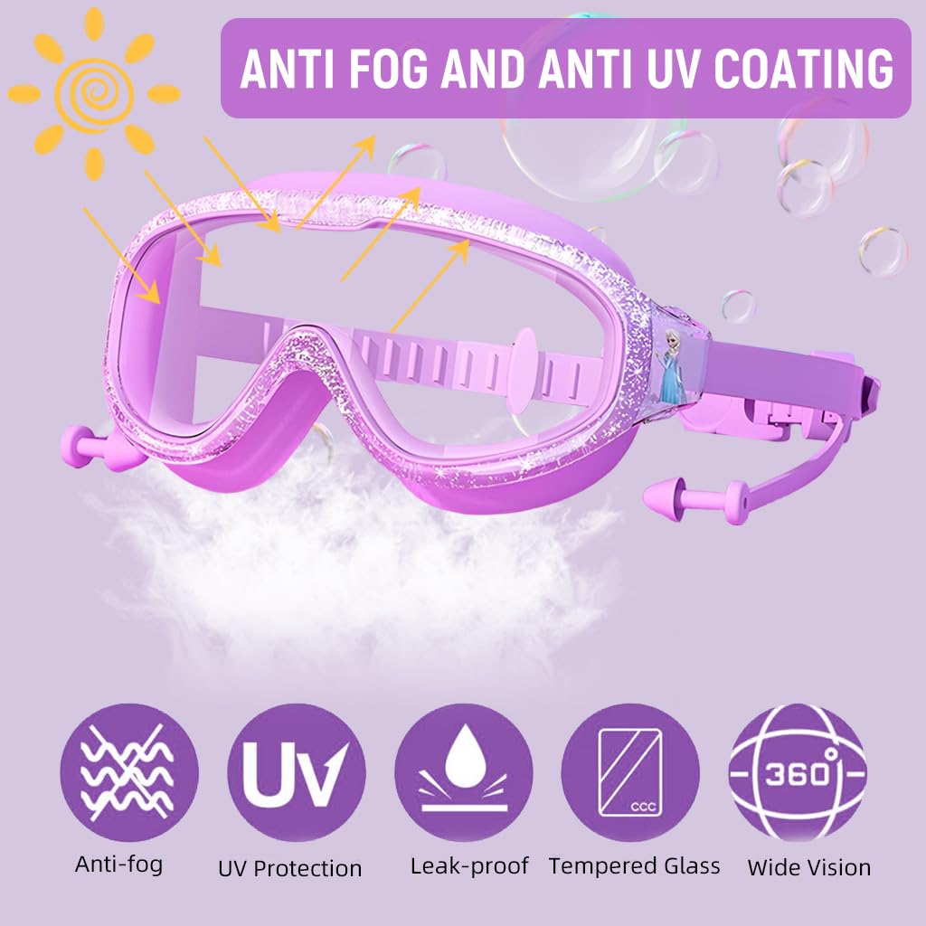Proberos Swimming Goggles for Girls 6–12 with UV Protection and Anti-Fog Coating | 2PCS Silicone Strap Set