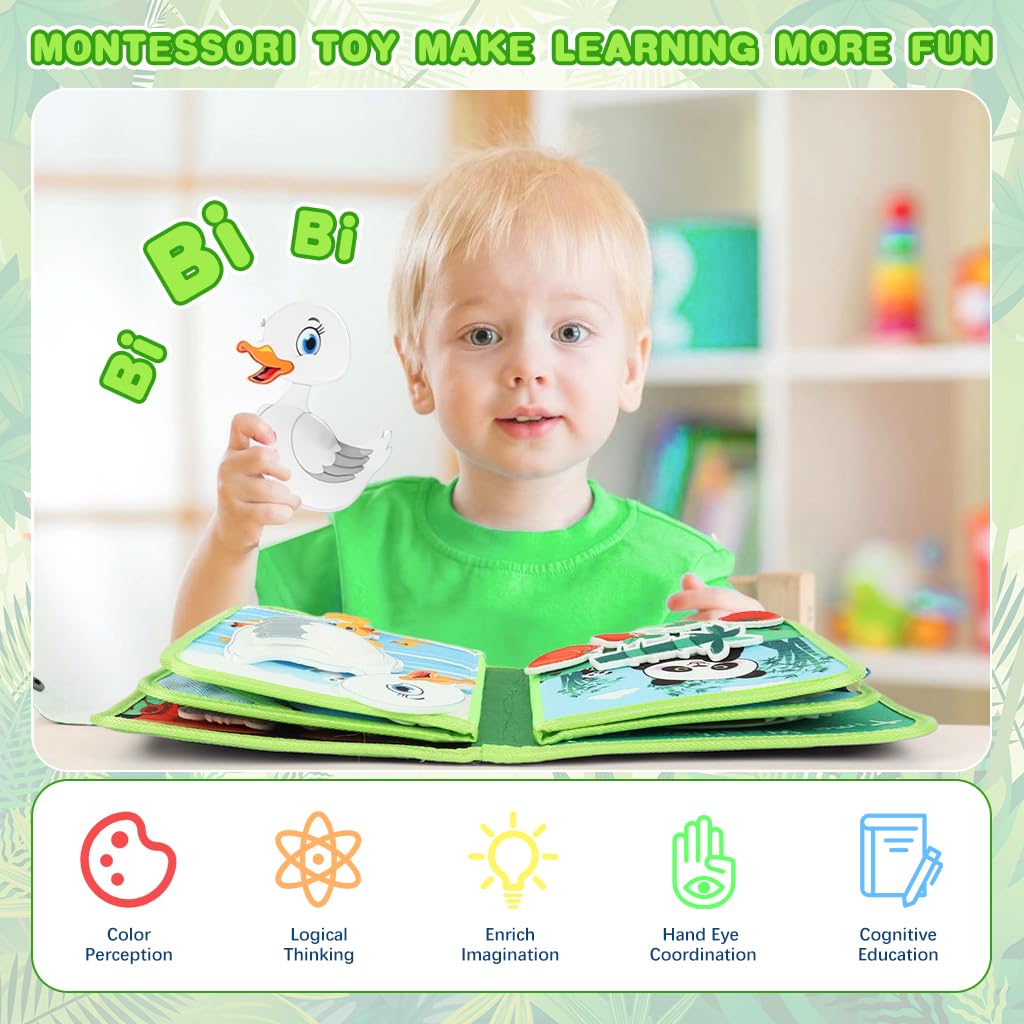 SNOWIE SOFT Busy Board for Toddlers featuring Forest Theme Felt Pages and Portable Travel Design | Montessori Sensory Toy for Kids 1–4