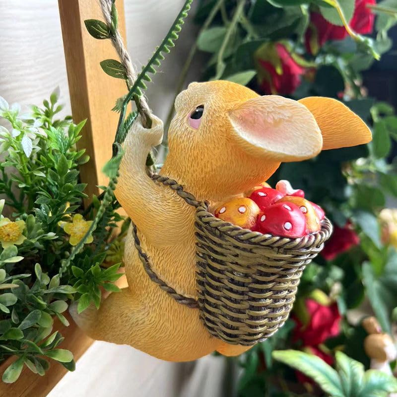 HASTHIP® Garden Rabbit Statue Outdoor Decoration Hanging Resin Rabbit