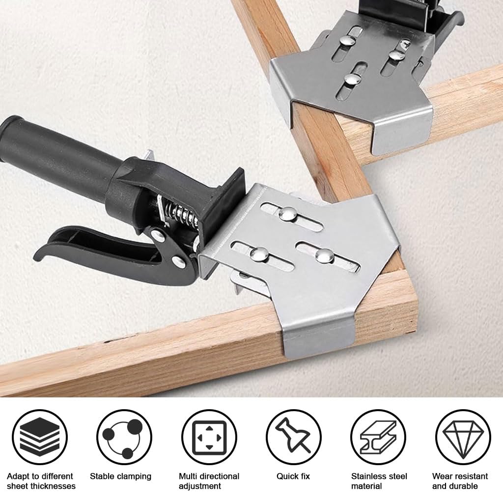 Serplex 90 Degree Corner Clamp for Woodworking and Cabinet Assembly with Quick Release Handle | Stainless Steel Right Angle Precision Tool