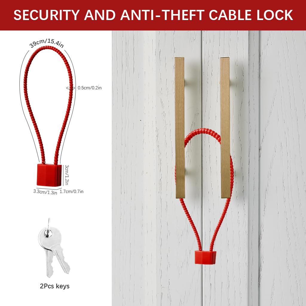 Supvox® 15'' Cabinet Cable Lock Cable Lock Cut-resistant Steel Wire Cable Padlock  Flexible Cable Padlock for Lockers, Luggage, Suitcase, Cabinet Door