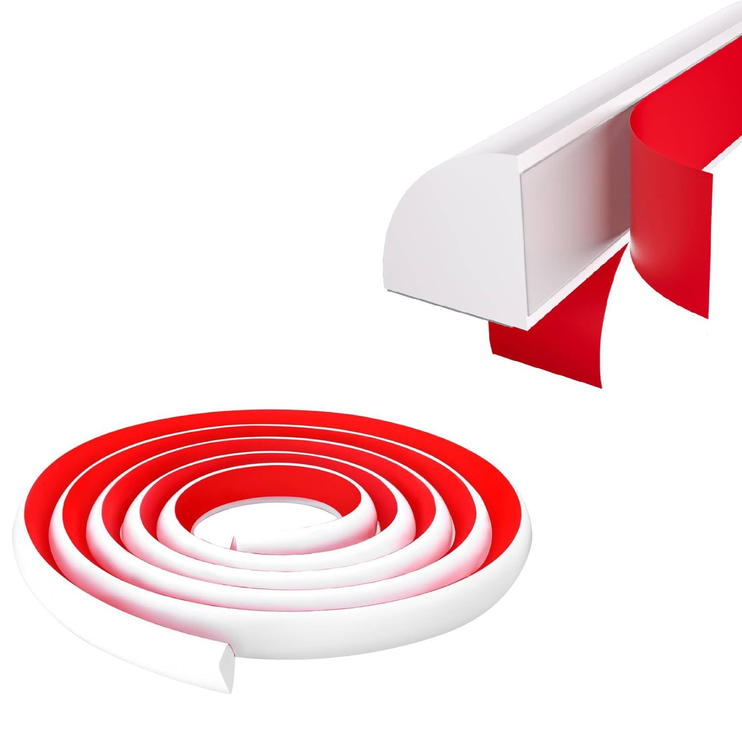 HASTHIP Flexible Quarter Round Molding for Bathroom and Kitchen | 2m PVC Self Adhesive White Trim