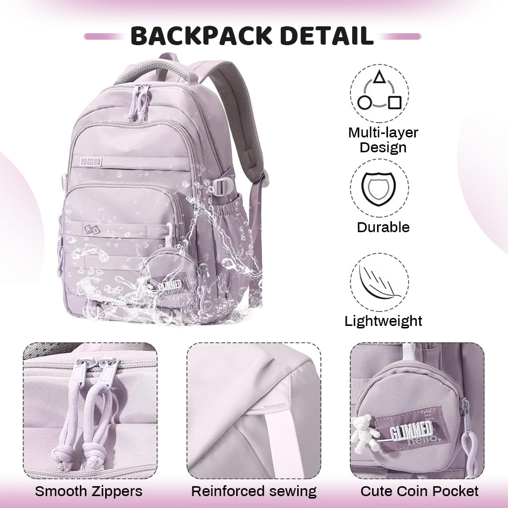 PALAY School Backpack for Girls with 15 in Laptop Compartment and Dual Handles | Waterproof Nylon Daypack