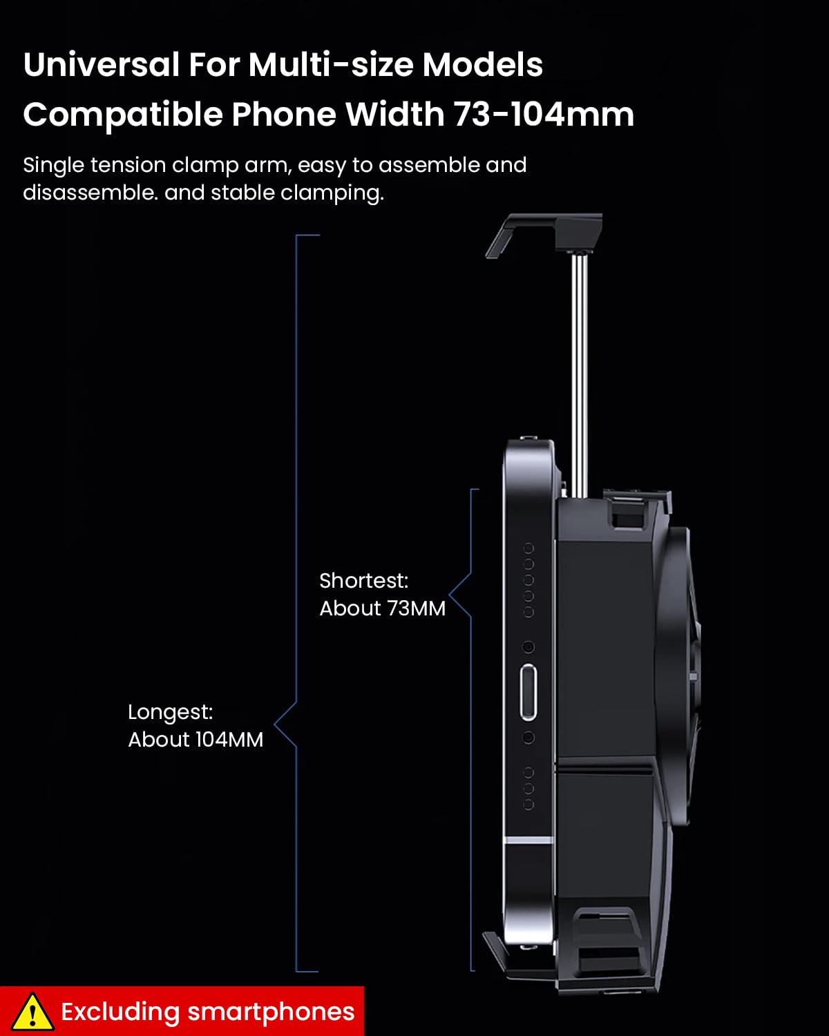 Phone Cooler Gaming Fan for iOS and Android 4.5 to 6.7 in with Turbo Semiconductor Cooling | Real Time Temperature Display