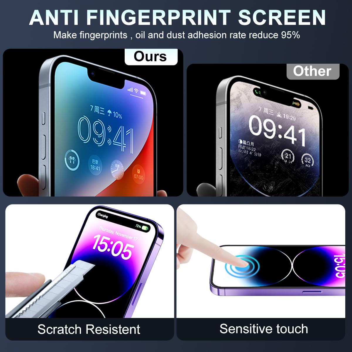 ZEITEL Tempered Glass Screen Protector for iPhone 15 Pro 6.1 Inch with 9H Hardness | Includes 2 Screen Guards and Lens Protector