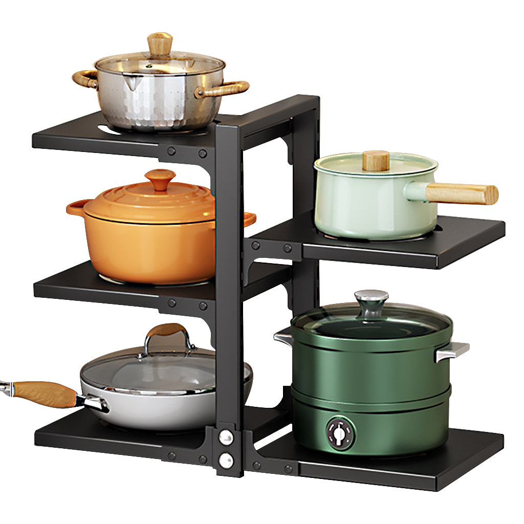 HASTHIP Pot and Pan Metal Holder Organzier with 5 Detachable Storage Shelf DIY Assembly Adjustable Spacing Under Sink Organizer Rack Cabinet Organizer Utility Storage Shelf Rack, 51x22.6x43cm