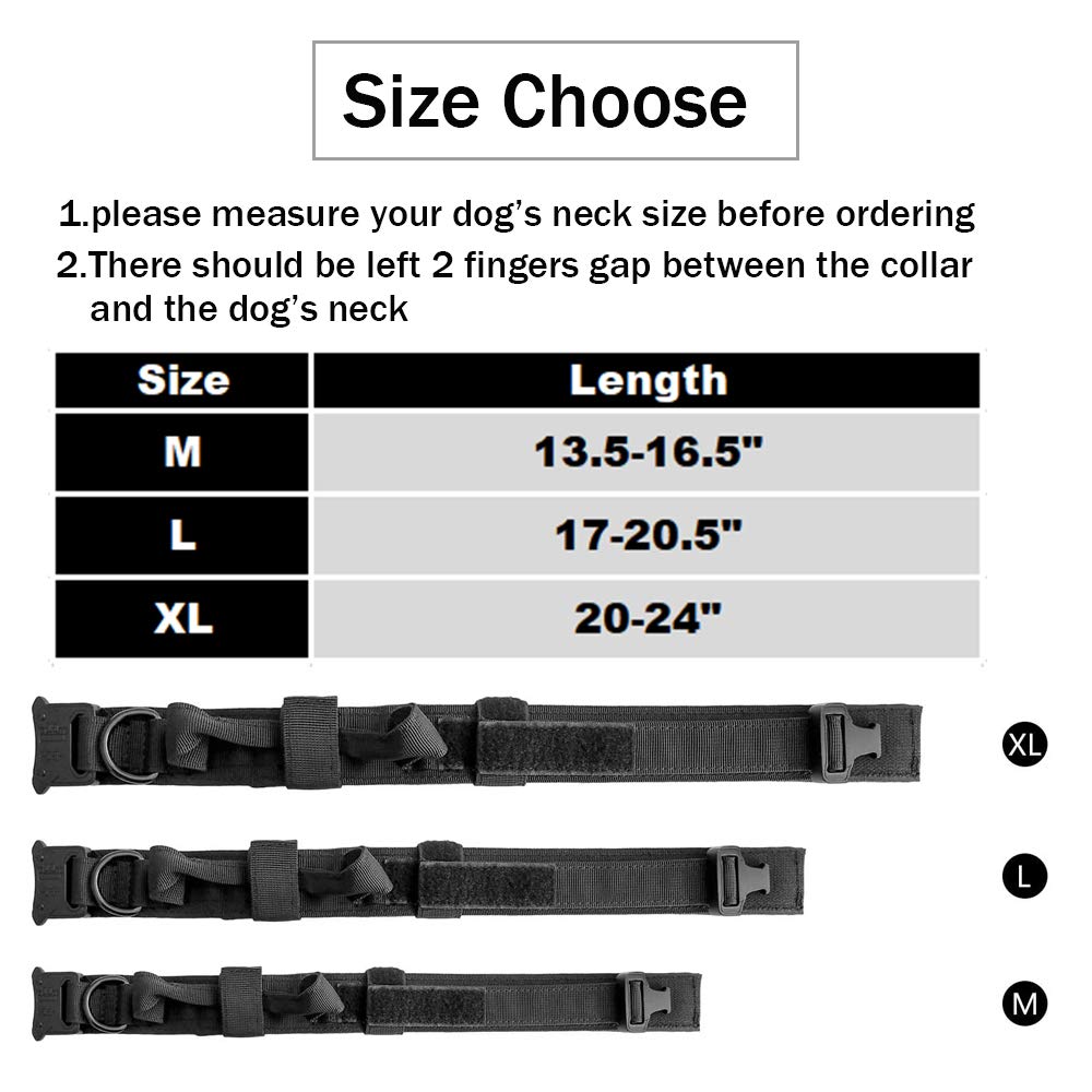 Qpets Dog Collar for Training with Quick Release Metal Buckle and Strap Handle | Adjustable Nylon 13.5–16.5 in