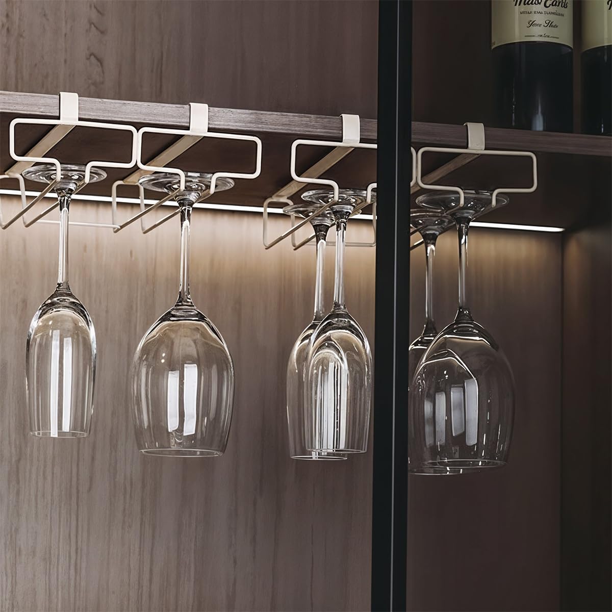 HASTHIP Wine Glass Rack for Cabinet Storage with Drill Free Mount | 2 Pack Iron Holder