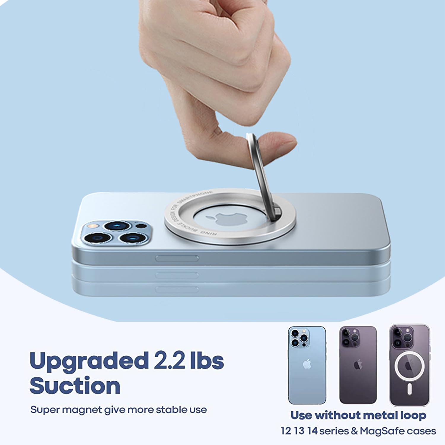 ZORBES Magnetic Phone Ring Holder for Magsafe with 2.2lbs Force featuring 360° Kickstand | Compatible with iPhone 17 16 15 14 13 Series