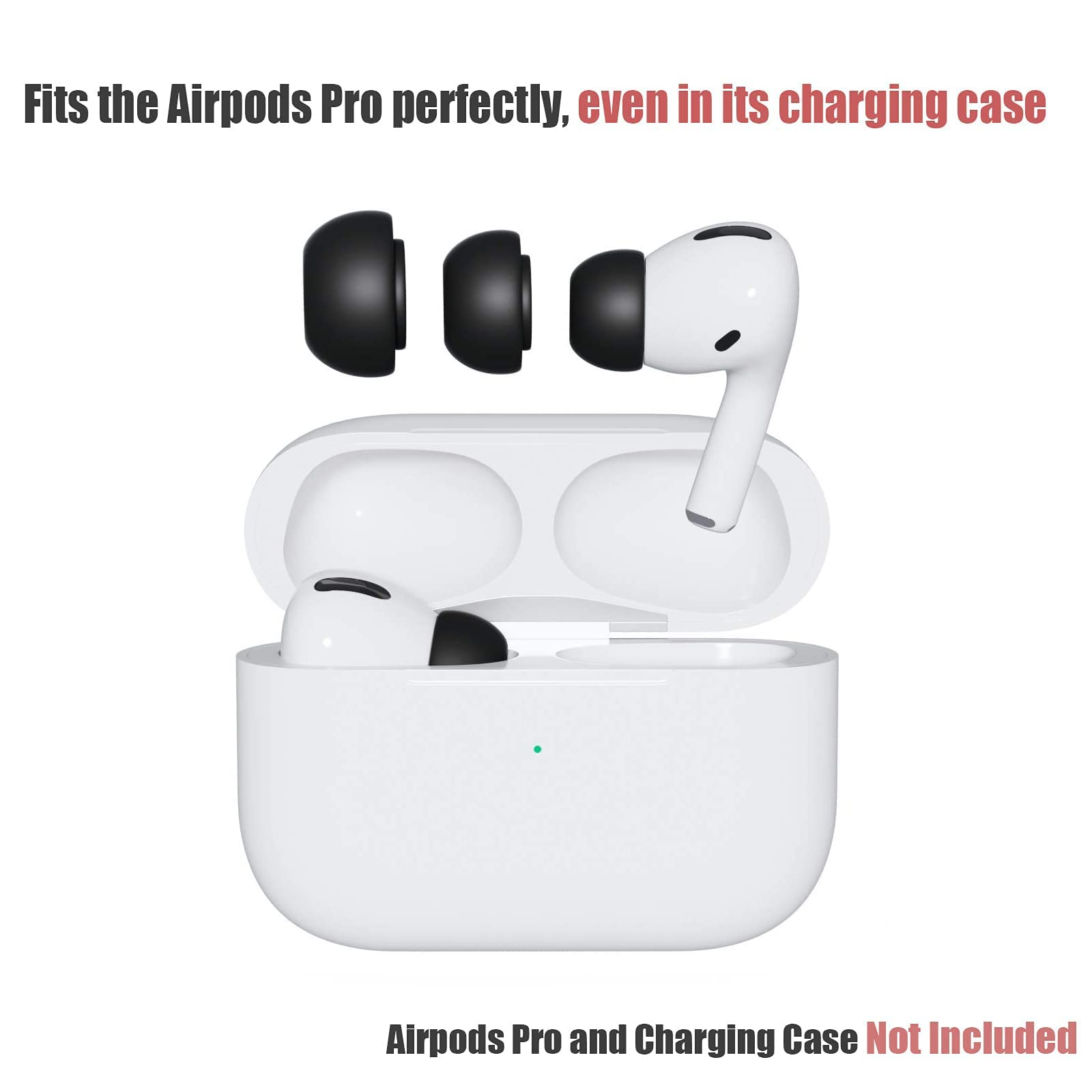 ZORBES Replacement Ear Buds Tips for AirPods Pro featuring Dust Mesh and 3 Pairs Black