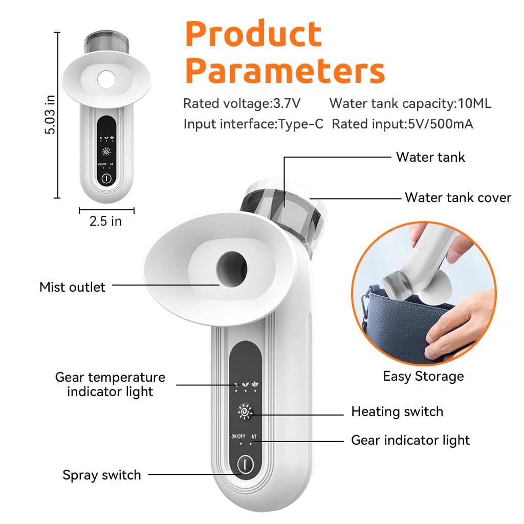 HANNEA Dry Eye Humidifier for Eye Hydration with Dual Misting and 38–42°C Adjustable Heat | Portable USB Rechargeable Design