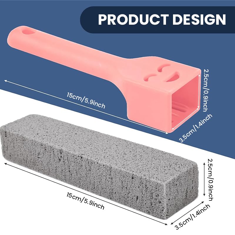 HASTHIP Pumice Stone Cleaning Brush for Bathroom with 2 Handles and 8 Replacements | Non Scratch Deep Scrubber for Toilet Bathtub and Tile